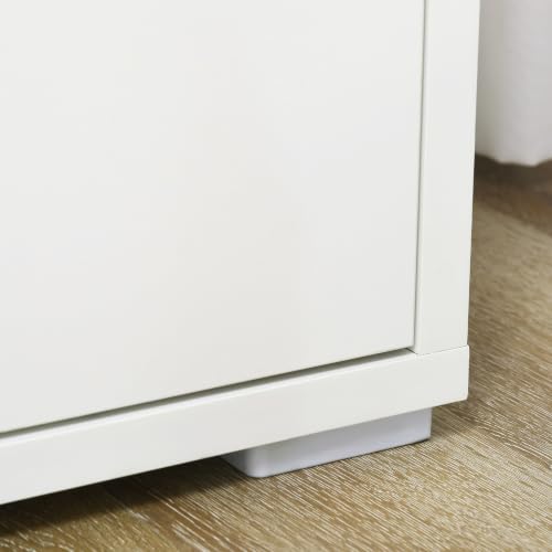 Miniatura 9 de Homcom Aparador De Salón Armario De Almacenamiento Mueble Auxiliar De Cocina Con 2 Puertas Y Estante Ajustable Para Comedor Entrada 80x37x75 Cm Blanco