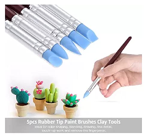 Image of DEZIINE� 5Pcs Polymer Clay Tools Carving Craft Brush Pottery Tools Clay Sculpture Nail Art Tools Pottery Ceramics Tool Color Shapers