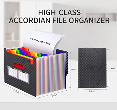 Organizador de arquivos sanfonado com 25 bolsos, pastas expansíveis, organizador de documentos de pl