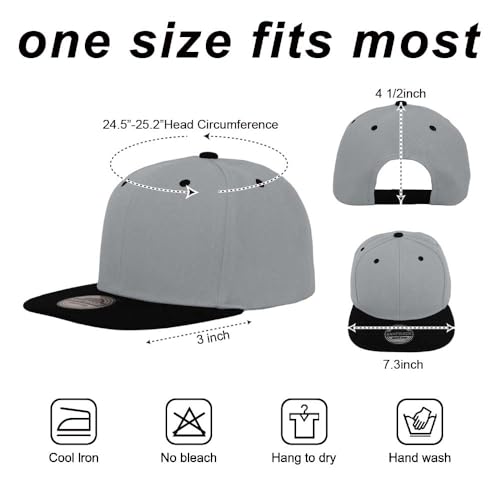 Image of ZH Plain Flat Brim Snapback Baseball Caps Adjustable Blank Baseball Caps Wholesale 12 Pack