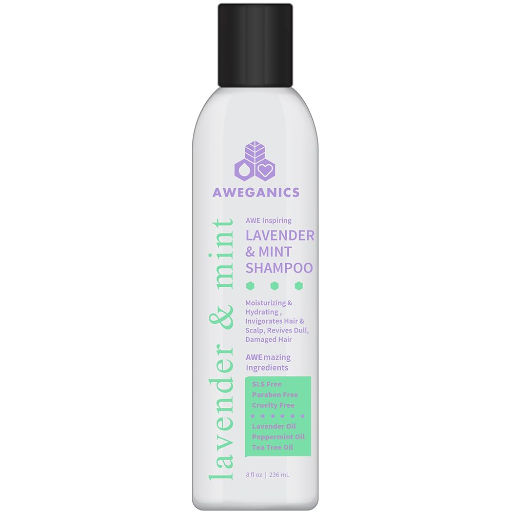 Lavender Mint Hair Shampoo - Inspiring Natural Aromatherapy Invigorating Purple Shampoos - Hydrating, Cleansing, Moisturizing - Paraben-Free, Cruelty-Free, Peppermint, Tea Tree