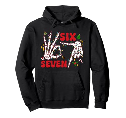 Funny Xmas 67 Skeleton Hand Six Seven Christmas Lights Shirt Pullover Hoodie