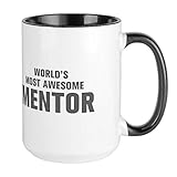 CafePress WORLDS MOST AWESOME Mentor Akz Gray 500 Mugs Coffee Mug, Large 15 oz. White Coffee Cup