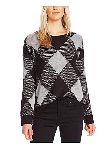 Vince Camuto Womens Textured Argyle Sweater, Gray, Size Large #TOP2
