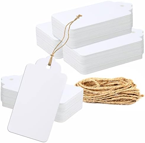Tritart Lot De 300 Étiquettes Cadeaux Papier Kraft + 50m Ficelle Jute - Formes Variées Pour Noël Mariage Anniversaire