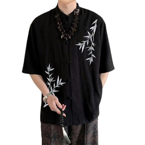 Chemise chinoise homme rétro en lin léger idéale pour les vacances et terrasses d'été
