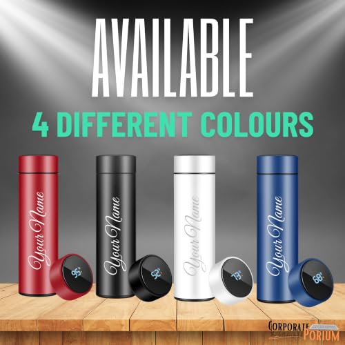 Image of CORPORATE PORIUM Your Name Printed Stainless Steel Bottle | Vacuum Insulated Bottle with Tea Filter | 500 ML | Easy to Carry | Leakproof Bottles Personalized Gift Flask | Permanent Print
