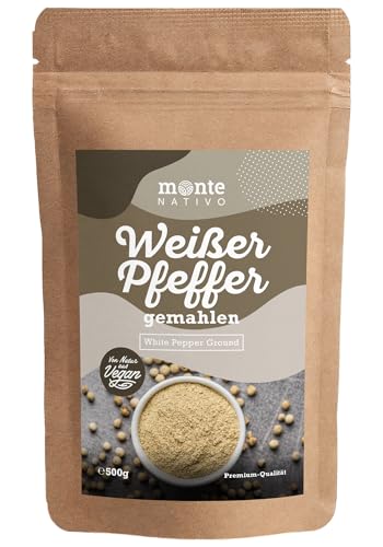 Pfeffer gemahlen weiß Monte Nativo (500g) - Weißer Pfeffer gemahlen - 100% rein - Schonend...