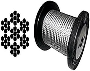 HYW Products 7 x 7 Galvanized Steel Aircraft Cable Wire Rope, 3/32" - 250, 500 and 1000 ft (1000 ft Reel), Silver