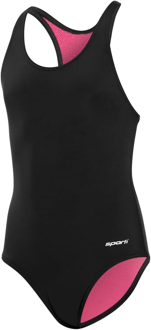 Sporti Girls' Solid Racer Back One Piece Swimsuit (Toddler Little Kid Big Kid)