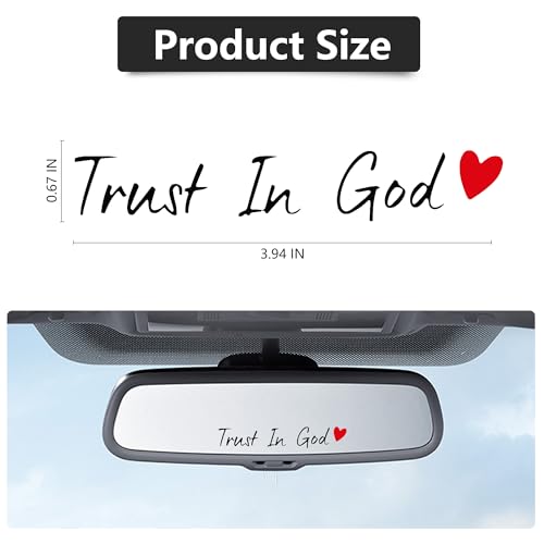 Image of 4pcs Black Trust in God Rearview Mirror Sticker Waterproof Car Decals | Trust in God Rear View Mirror Accessories Auto Stickers And Decals Suitable for Most Cars, Trucks, Motorcycles, SUVs, Cups