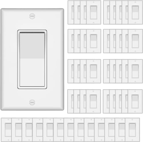 ThunderWay Matte Black Single Pole Decorator Light Switch with Screwless Wall Plate 15 A 120277 V ONOff Rocker Paddle Interrupter Self-Grounding Residential GradeUL Listed 20 Pack product thumbnail 10