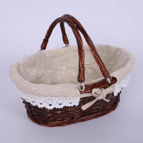 Cesta tejida a mano decorativa para organizar cosméticos en el baño con forro textil lavable 4