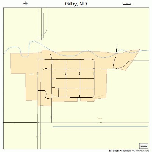 Large Street & Road Map of Gilby, North Dakota ND Printed poster size