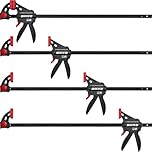 SIIIXS Professional 4-Pack Bar Clamps for Woodworking with GS Certificate, 24" Quick-Release Ratcheting F Clamps with 177 LBS Load Limit