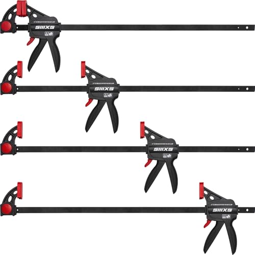 SIIIXS 24" Bar Clamps for Woodworking, 4-Pack One-Handed Wood Clamps/Spreader, Quick-Release F Clamps Set, 177 lbs Load Limit with GS Certificate by SIIIXS - Used condition - US$41.87