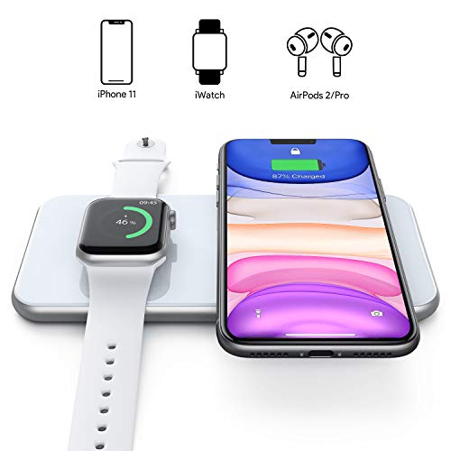 Hinyx 3 in 1 Kabellose Ladestation, Qi Fast Wireless Charger,für iWatch 5/4/3, Airpods 2/Pro, iPhone SE/11/11 Pro/XR/XS Max/XS/X/8P/8, Samsung Galaxy S20/S10/ Note 10, Alle Qi-fähigen Geräte