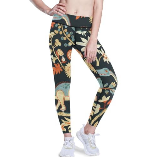 Leggings de yoga para mujer mallas deportivas de cintura alta fitness William Morris Dino Floral