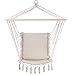 DeTeX Hängesessel 150kg inklusive Sitzpolster geflochten Fransen Hängestuhl Hängekorb Garten Balkon Outdoor Indoor Creme