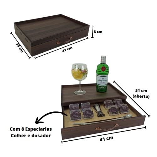 Kit especiarias gin completo com colher dosador Amadeirada