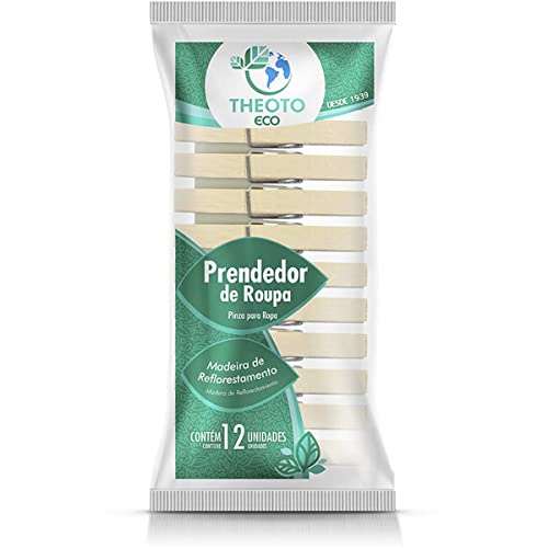 Prendedor De Roupa, Theoto, Madeira, 12 Unidades
