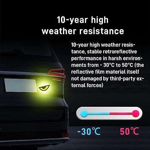 Image of Thcbme 2 Pack Car Stickers Eye Yellow Night Safety Driving Reflective Cute Caution Decal, Motorcycle Helmet Stickers Decals, for Bumpers, Window, Laptop, Wall (Yellow) Reflective 4 inch by 2 inch