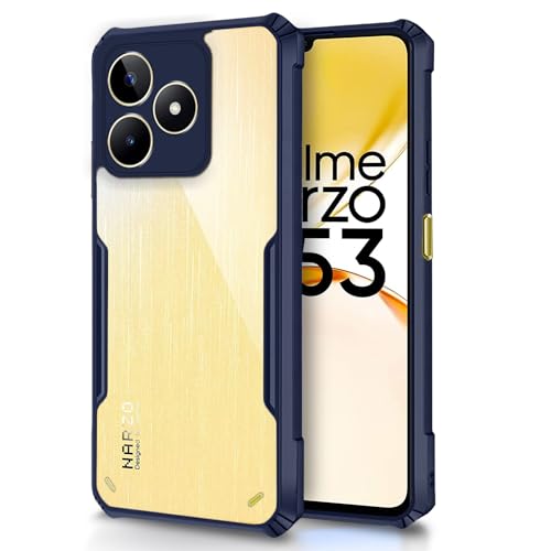 Image of Outlouders Back Cover for Realme Narzo N53 / Realme C53 | Ultra Hybrid Transparent | Full Camera Protection | Raised Edge | Crystal Clear Bumper Case (Blue)
