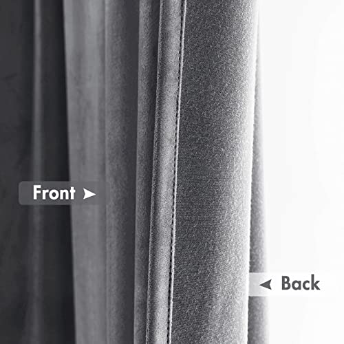 Image of MIULEE Grey Blackout Velvet Curtains Drapes 84 Inch Long 52 inchx84 inch Bedroom