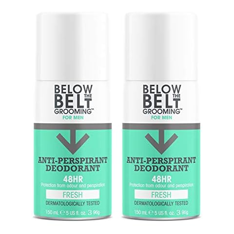 Below the Belt Grooming Fresh Underarm, Anti Perspirant Mens Deodorant Spray, 48 Hour Protection For A Clean And Fresh Fragrance 2 x 150ml Cover