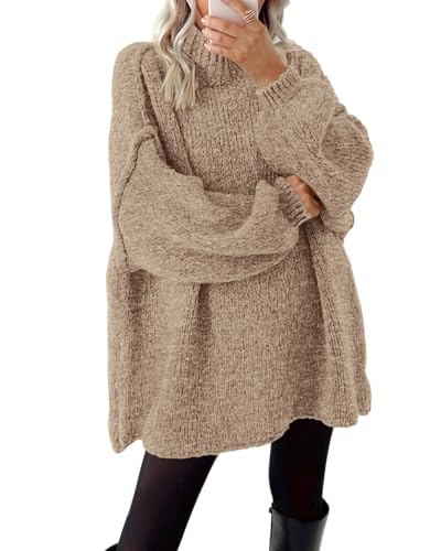 BTFBM Sweaters for Women Fall 2025 Long Sleeve Mock Neck Cable Knit Oversized Sweater Pullover Tops Thick Winter Clothes