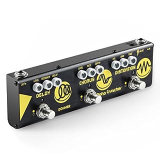 Donner Multi Effects Guitar Pedal Alpha Cruncher 3 Type Effects Delay Chorus Distortion Pedal with Adapter for Electric Guitar - Les Beatles, Paul McCartney, John Lennon, RIngo Starr, George Harrison