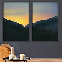 2 Piece Framed Canvas Wall Art Sunset in The Trees Canvas Prints Home Artwork Decoration for Living Room,Bedroom - 16
