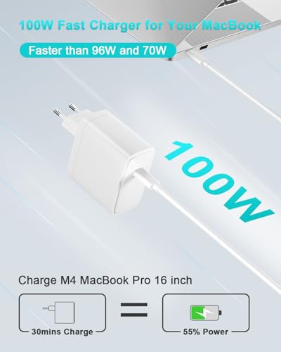 Cargador USB C 100W evita esperas cargando tu MacBook Pro 16 14 con cable 2M 2