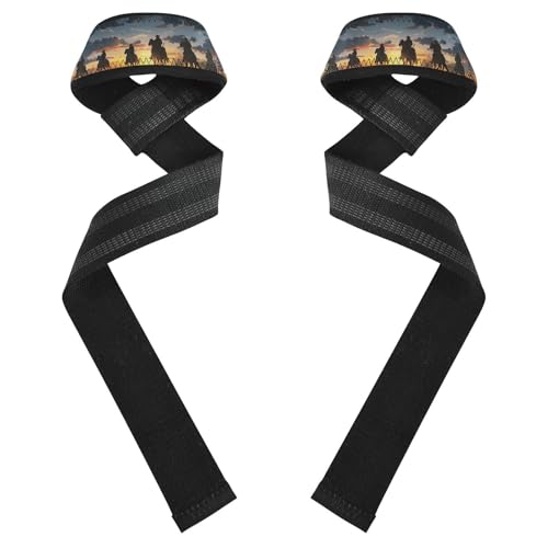 STAYTOP Cowboy Rides A Horse Across The Desert Wrist Straps for Weightlifting,Lifting Straps with Neoprene Cushioned Wrist Padded and Anti-Skid Silicone for Strength Training,Bodybuilding,Deadlifting