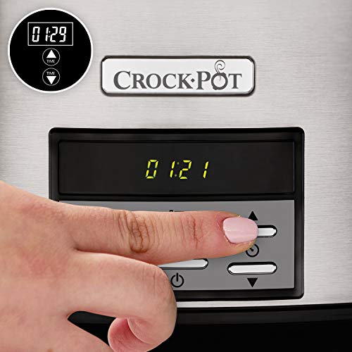 Crock-pot Pentola per Cottura Lenta, Slow Cooker, Extra Large 7.5 litri, fino a 10 Persone, Spegnimento Automatico, 2 Impostazioni Cottura e Funzione Warm automatica, 230 W, Ceramica, Argento - immagine 4