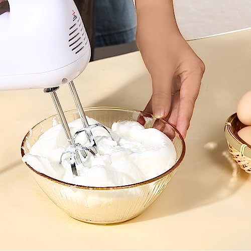 MYVES Hand Mixer Boasts a Powerful motor, 5 Speeds, Durable Stainless Steel Design, Fashion White Color and User-Friendliness, 5 Attachments, Ideal For both Chefs and Beginners - Image 8