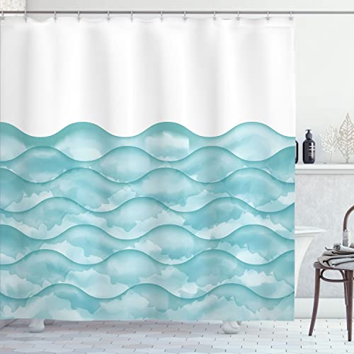 Ambesonne Ocean Shower Curtain, Sea Waves Illustration