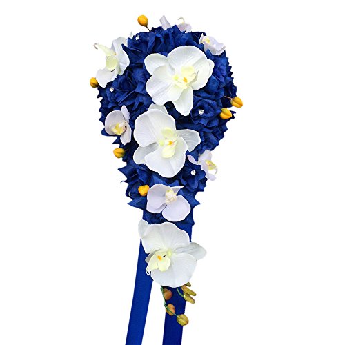 Angel Isabella 12Pc Wedding Package - Royal Blue Rose And Orchid Artificial Flower Arrangement #TOP21
