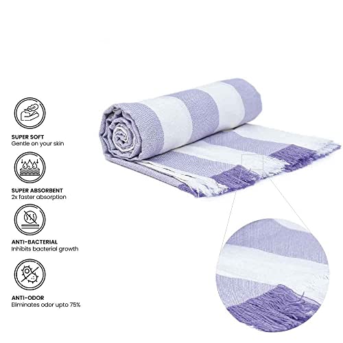 Image of Comforic 100% Bamboo Towels for Bath Large Size | Bamboo Bath Towel for Men & Women | Ultra Soft, Absorbent, Lightweight, Quick Dry Towel for Bath, Beach, Travel, Gym | 75x150 cm - Set of 1 Lavender