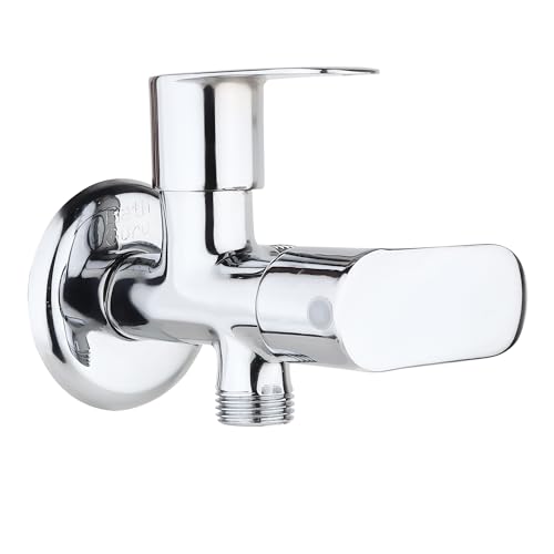 Image of 2-in-1 Angle Valve for Toilet, Bathroom, Kitchen, Brass, Chrome Plated
