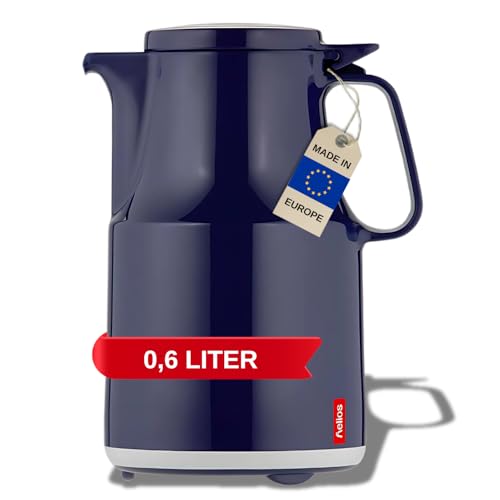 Helios Thermoboy Kunststoff-Isolierkanne mit Klappdeckel 0,6 l blau spülmaschinenfest, Dunkelblau