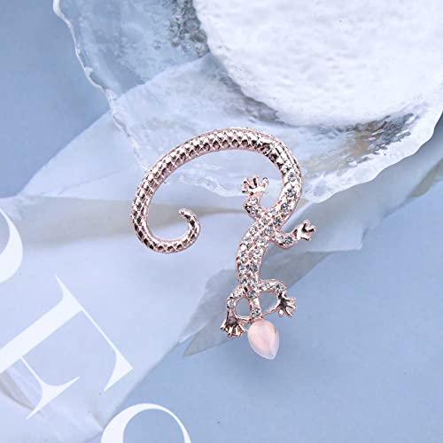 Iaceble Bohemia Lizard Ear Cuff Earrings Crystal Gecko Ear Wrap Earrings Rose Gold Lizard Stud Earrings Punk Animal Climber Earrings For Women And Girls #TOP2