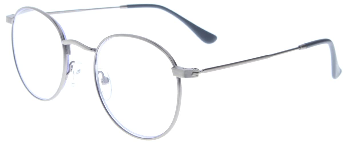 Elegante Vollrand - Lesebrille READ10 aus Metall inklusive Microfaserbeutel in Gun + 2,00 dpt