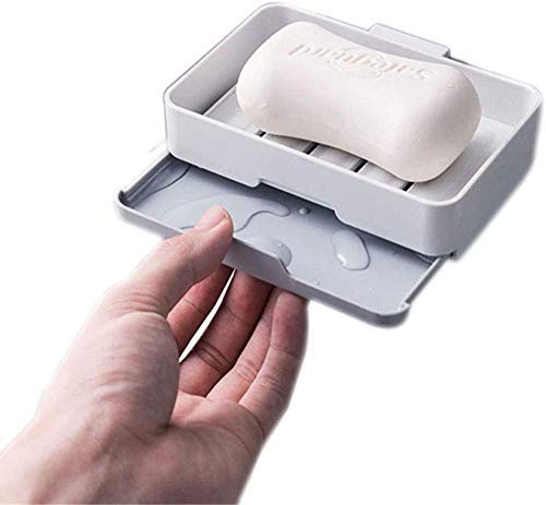ZURATO Wall Mounted Soap Holder for Bathroom Plastic Soap Dish Saver with Drain Tray Soap Holder for Bathroom and Kitchen
