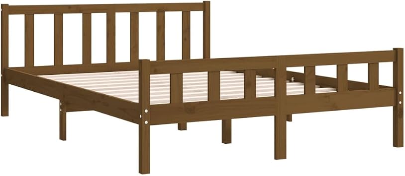 vidaXL Bed Frame without Mattress Honey Brown Solid Wood King Size