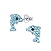 Laimons Mädchen-Ohrstecker Delphin Delfin Glitzer hell-blau 9 mm aus Sterling Silber 925