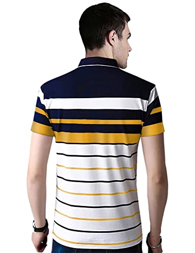 Image of EYEBOGLER Men's Striped Regular fit T-Shirt (T285HS White Darknavy Indigo Royal S) EYEBOGLERMenRegularT-Shirt (Pack of 2)