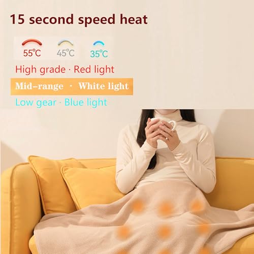 New Apricot Portable Heated Shawl Wraps for Women - 3 Heating Levels, USB, 70.86 x 59.50 Inch Green2