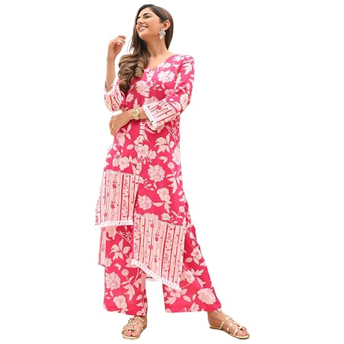 Image of Sidhidata Women's Rayon Blend Floral Printed Kurta Pant Set |Printed Kurti with Pant Set (KP Floral)