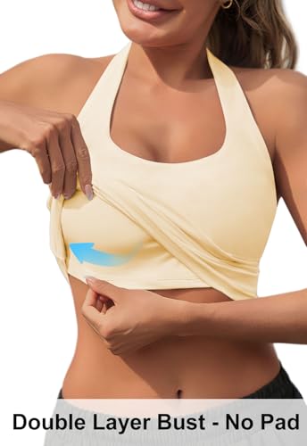 MAOECO Regatas femininas sexy frente única gola alta para sair verão 2025 camisas de treino modernas